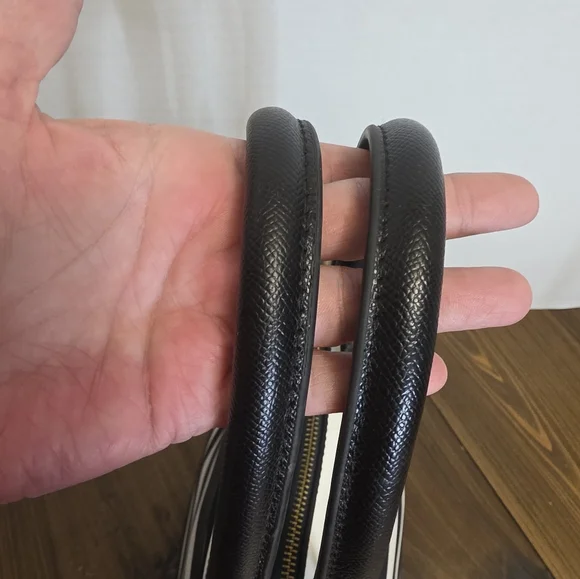 Aldo Navy and White Striped Satchel with Lock & Key - Picture 7 of 13